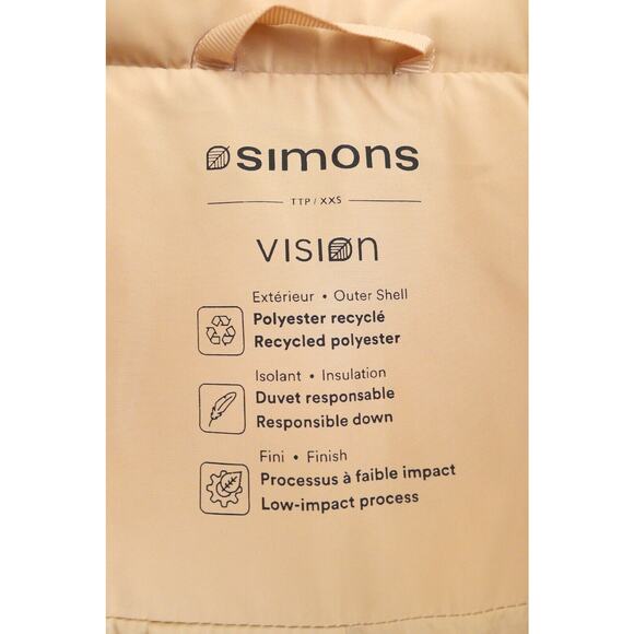 LA MAISON SIMONS Canada Recycled Down Cocoon Puffer Jacket Coat Cream XXS $275 - Picture 6 of 12